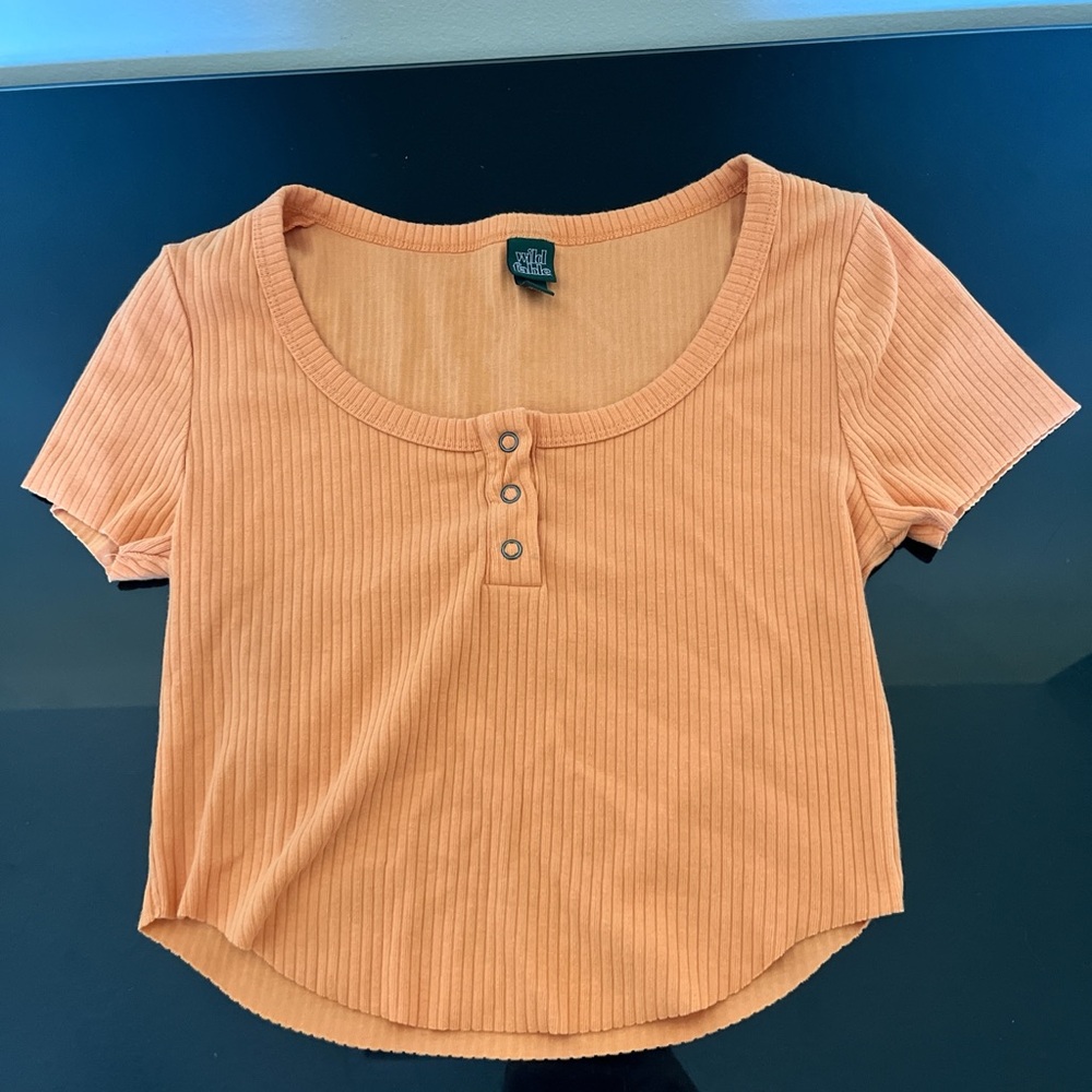 Wild Fable Cropped Ribbed Short Sleeve Top